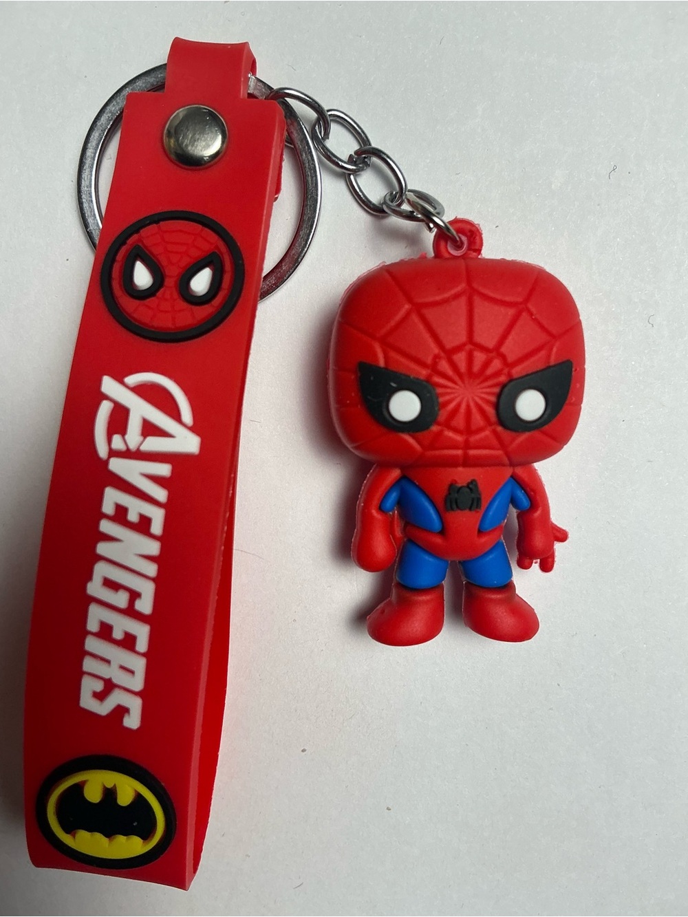 Spider-Man Figure Keychain with Red Avengers Wrist Strap 🕷️❤️